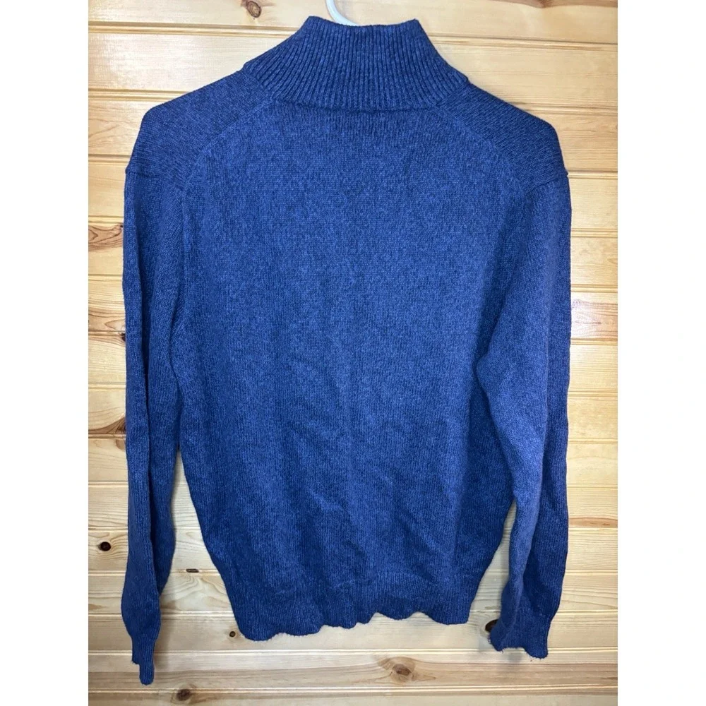 Polo Ralph Lauren 1/4 Zip Pullover Heavy Sweater Mens Medium Blue Wool Silk READ